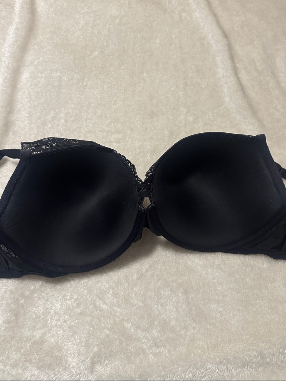 Torrid Black Lace XO Push Up Plunge Bra with Floral Overlay - Picture 9 of 14
